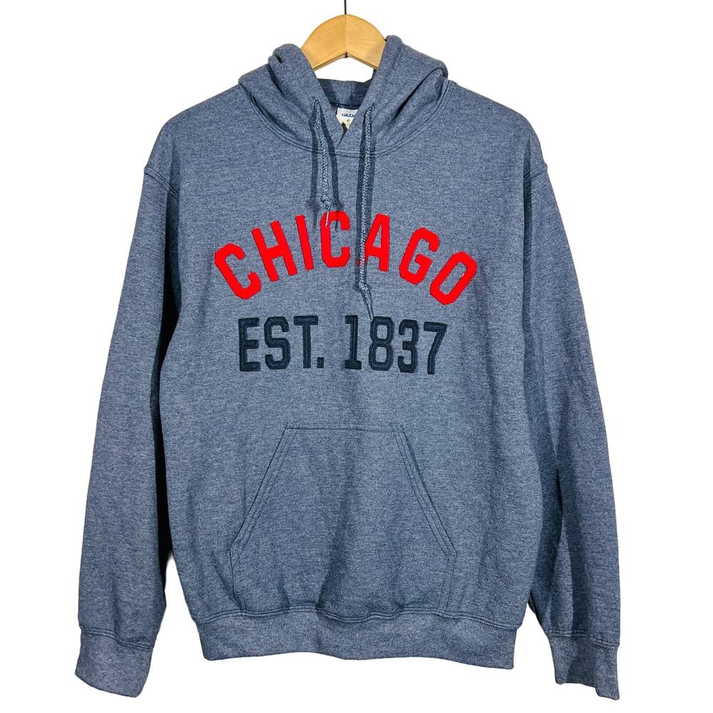 NEW! Hudson News Chicago Sweatshirt Long Sleeve Hooded Casual Blue - S